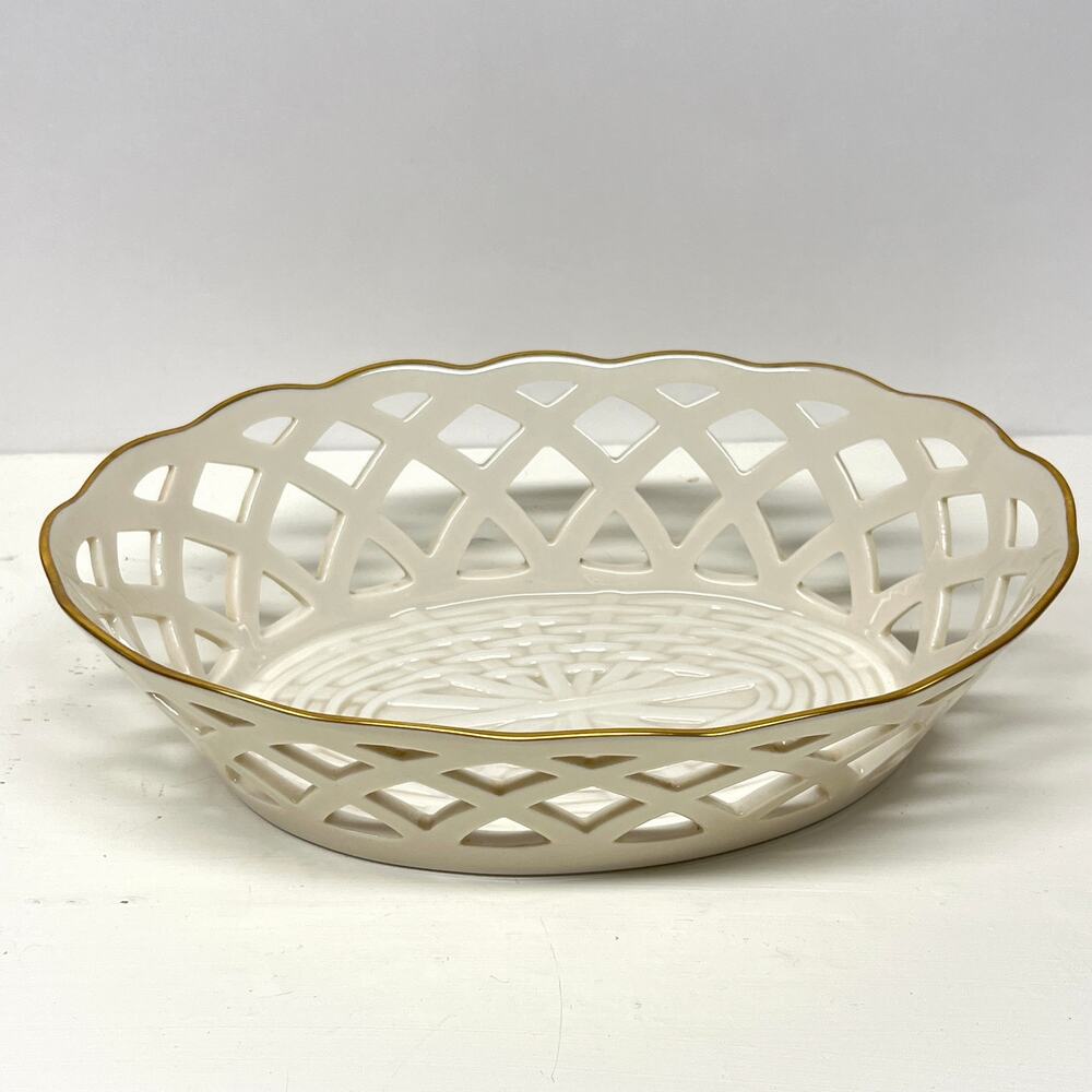 Lenox Wicker Collection Pierced Porcelain Large Oval Bowl